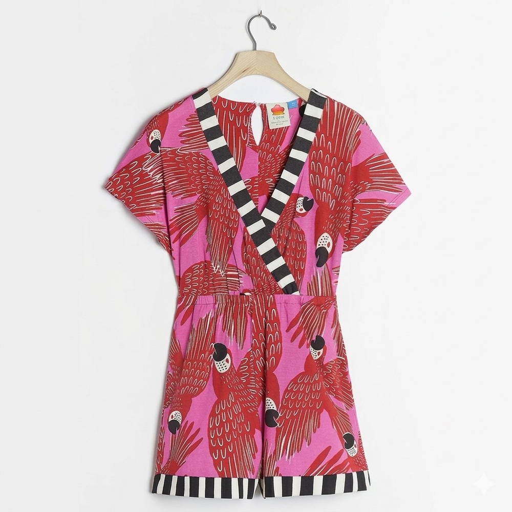 FARM RIO for Anthropologie Salma Parrot Romper XS